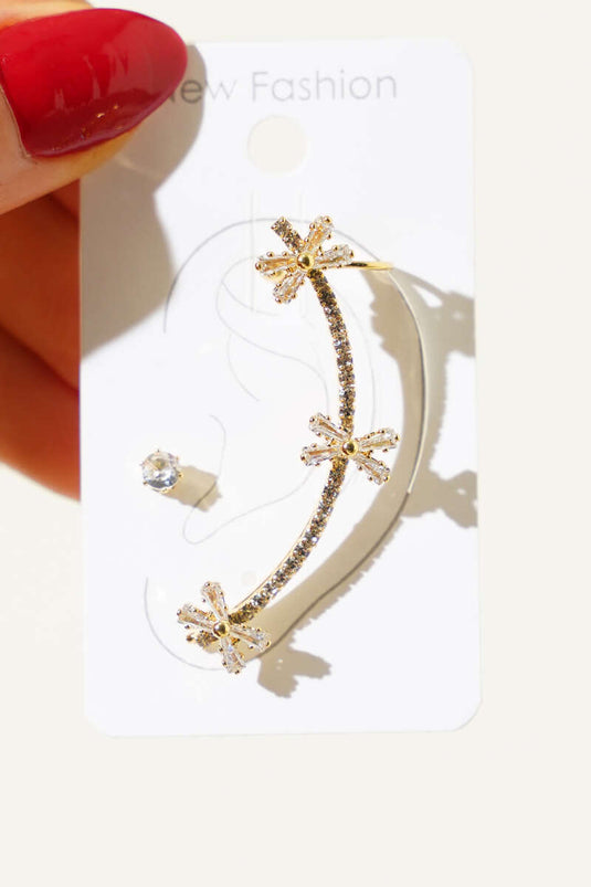 Boucles d'oreilles en cartilage avec pierre en forme de croix Or