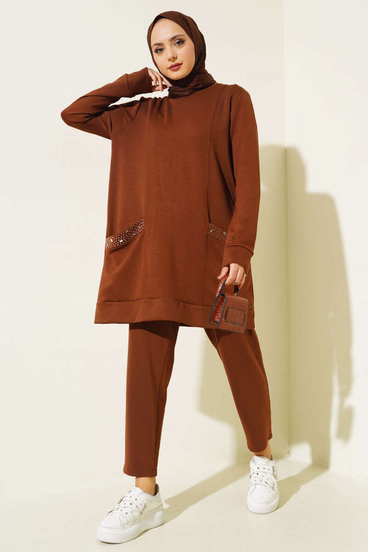 Cebi Taş Süslemeli İkili Takım Kahve