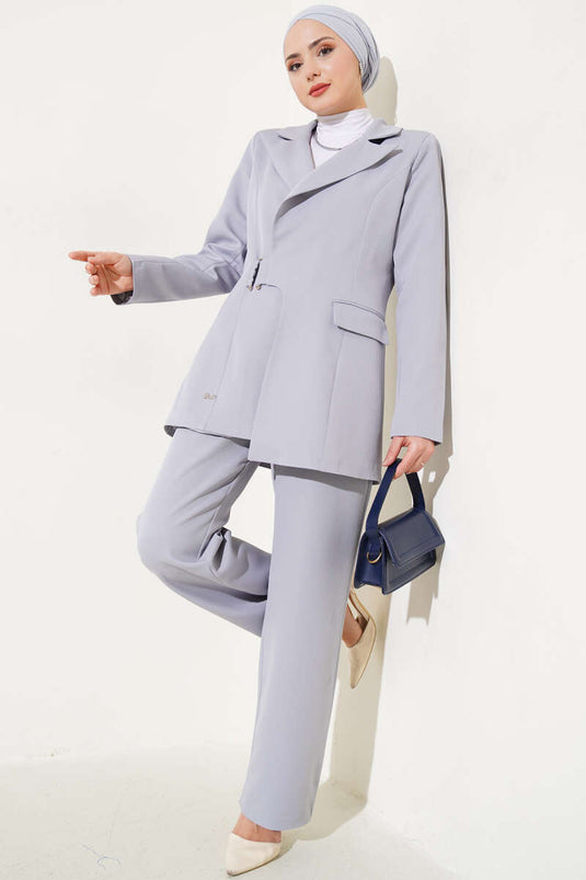 Abito doppiopetto due pezzi con giacca grigio