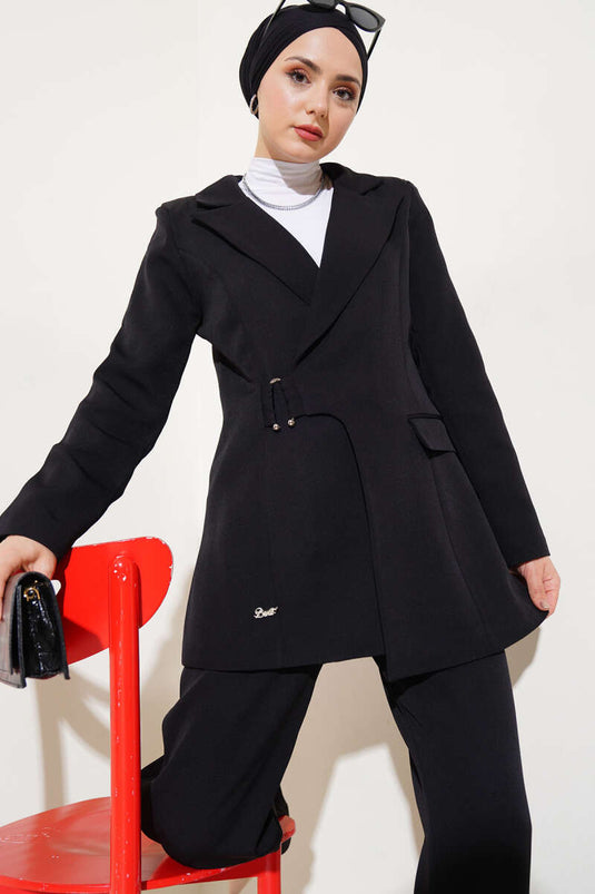 Abito doppiopetto due pezzi con giacca nero