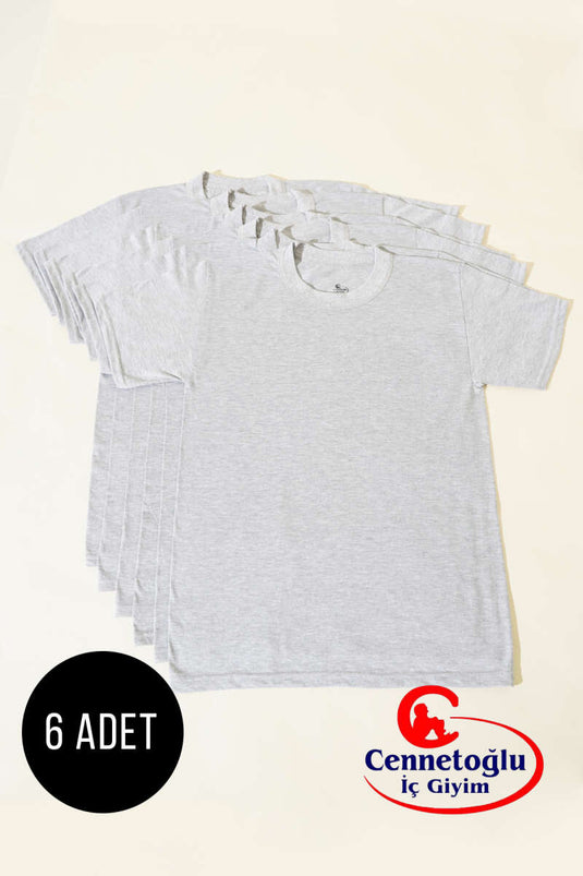 Cennetoğlu 6'lı Erkek Bisiklet Yaka Fanila Melanj Gri