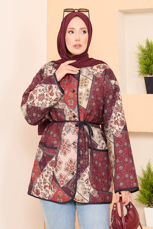 Bohemian gewatteerde jas met zakdetails -18