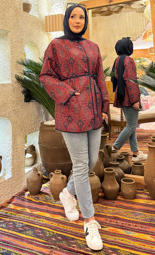 Veste matelassée bohème avec détails de poches -20