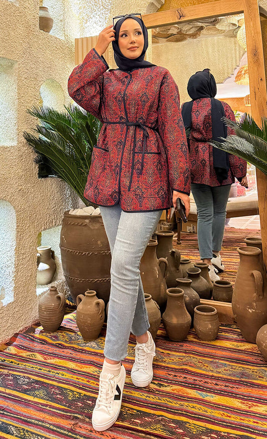 Veste matelassée bohème avec détails de poches -20