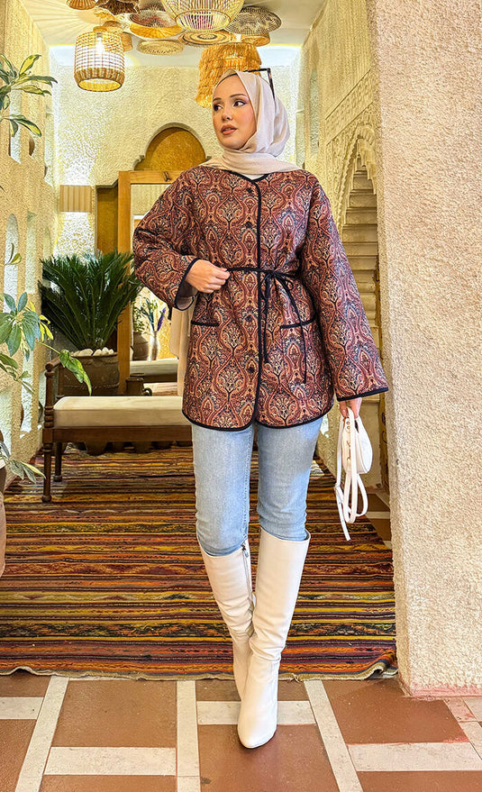 Veste matelassée bohème avec détails de poche -21