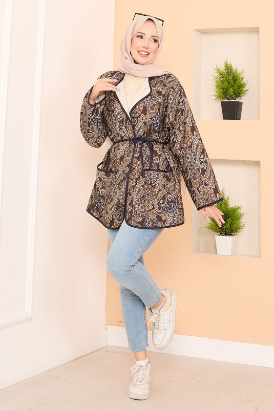 Bohemian Quilted Jacket with Pocket Details -22
