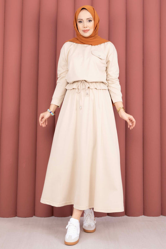 Stone Pocket Detail Crop & Skirt Two-Piece Set