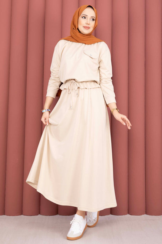 Stone Pocket Detail Crop & Skirt Two-Piece Set