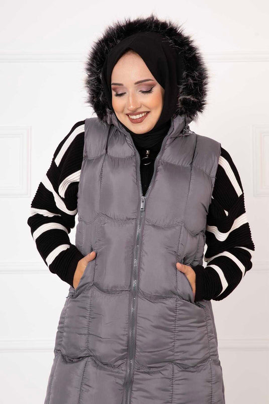 Gilet de remplissage détaillé avec poches gris