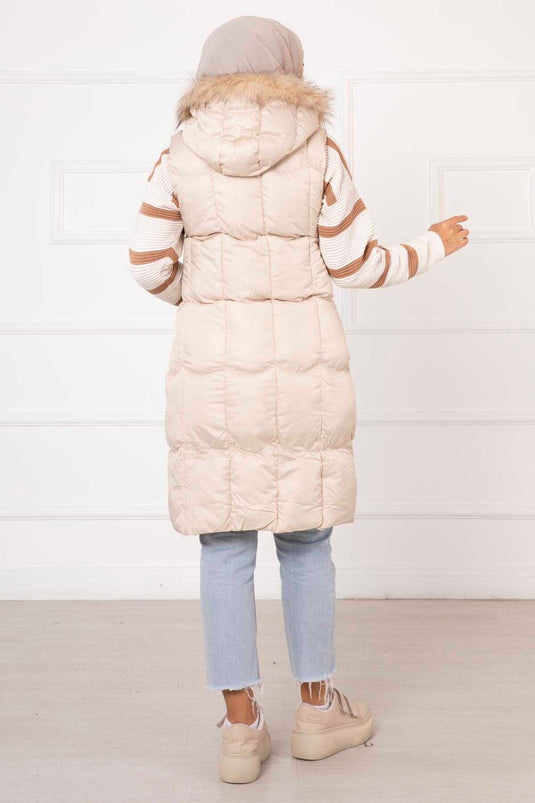 Gilet de remplissage détaillé avec poches crème