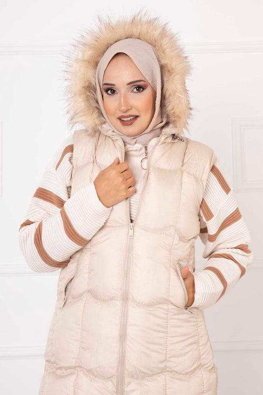 Gilet de remplissage détaillé avec poches crème