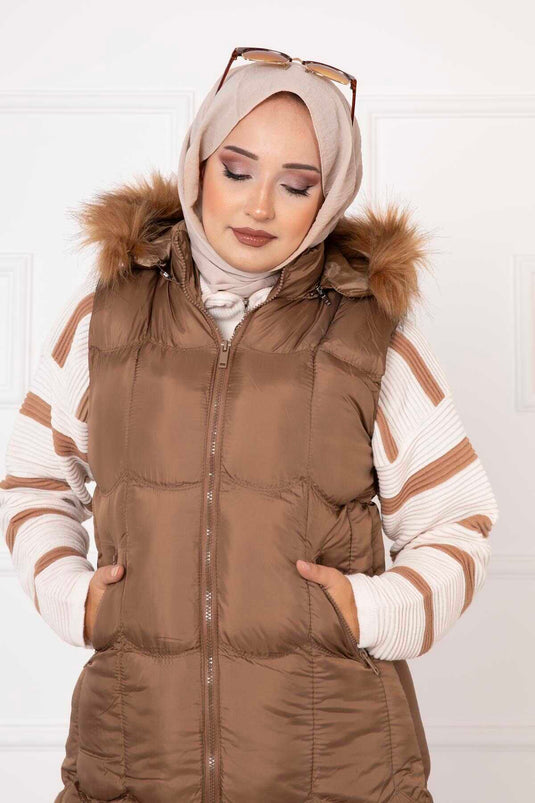 Gilet de remplissage détaillé avec poche Tan