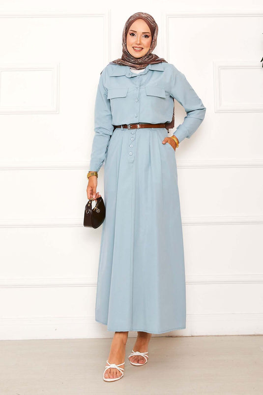 Pocket Detailed Skirted Two Piece Suit, Aqua Green