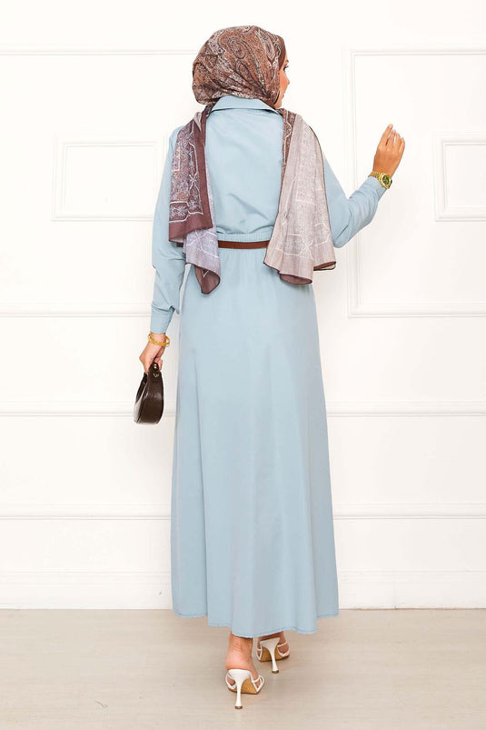 Pocket Detailed Skirted Two Piece Suit, Aqua Green