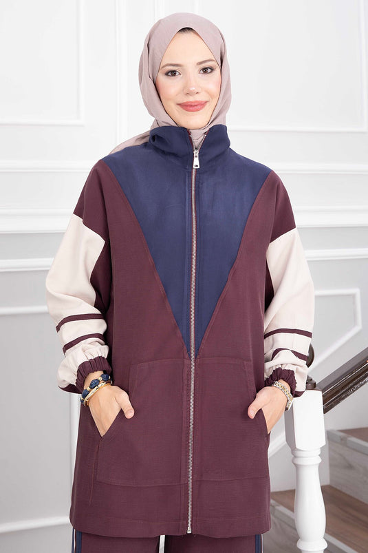 Completo Sport Con Zip E Tasche Bordeaux