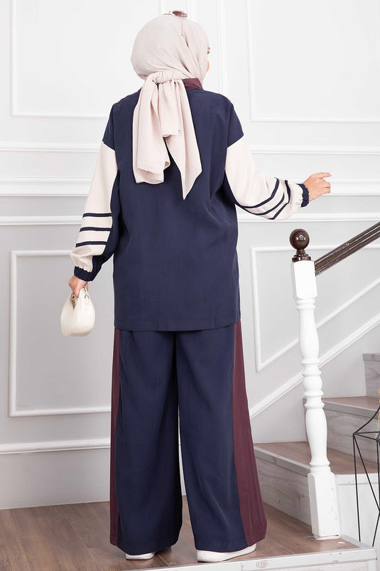 Completo Sport Con Tasche E Zip Blu Navy