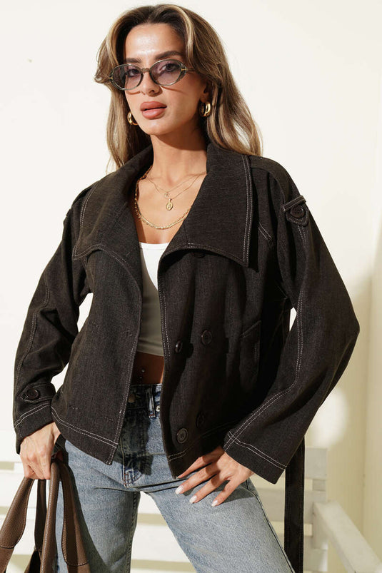 Gürteljacke Mit Taschen In Würzigem Braun