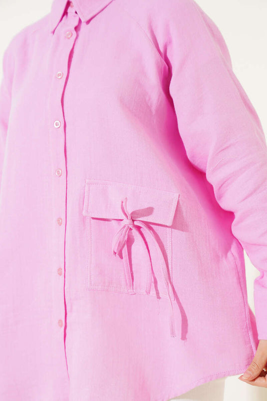 Chemise en mousseline avec détails en perles, couleur poudre