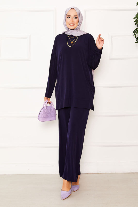 Costume deux pièces Sandy avec poches, bleu marine