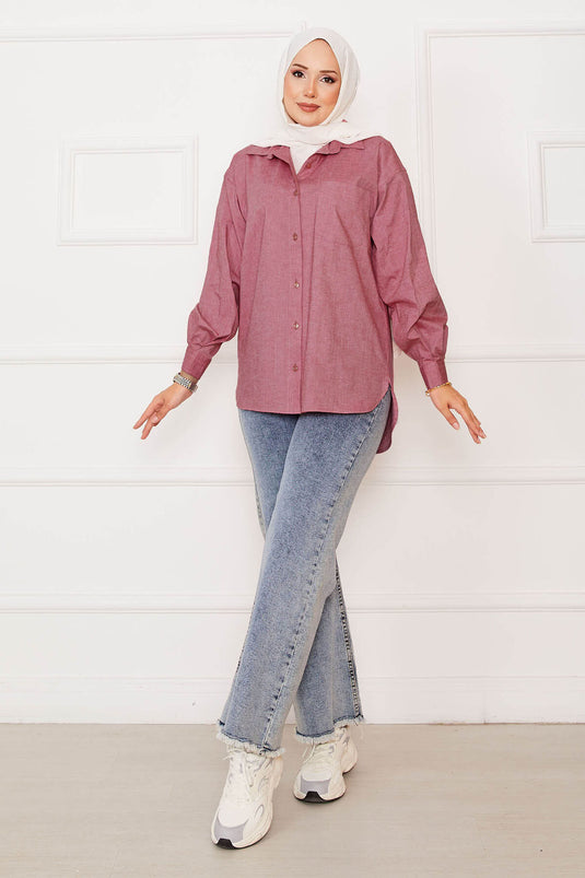 Pocket Detailed Sports Shirt Dusty Rose
