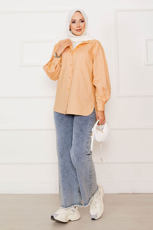 Pocket Detailed Sports Shirt Mustard