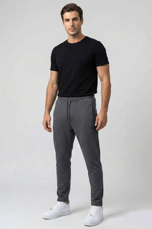 Zippered Pocket Men's Sweatpants Smoke Gray