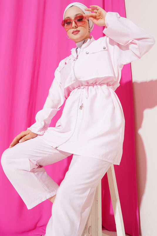 Cep Kapak Bel Tünelli İkili Takım Pembe