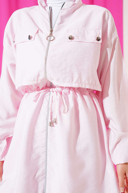 Cep Kapak Bel Tünelli İkili Takım Pembe