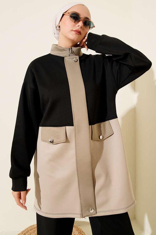 Combinaison de plongée deux pièces noire avec rabat de poche et détails soignés