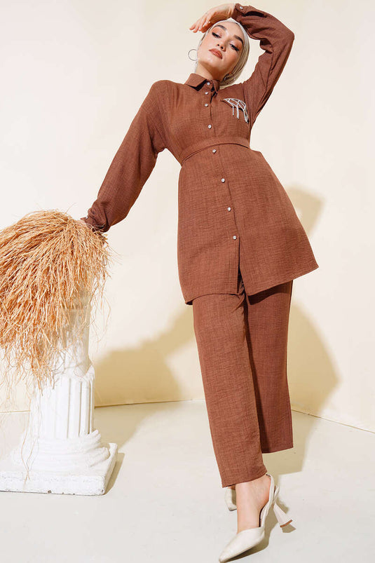 Coffee Two-Piece Set with Stone Detail