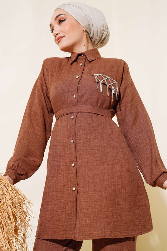 Coffee Two-Piece Set with Stone Detail