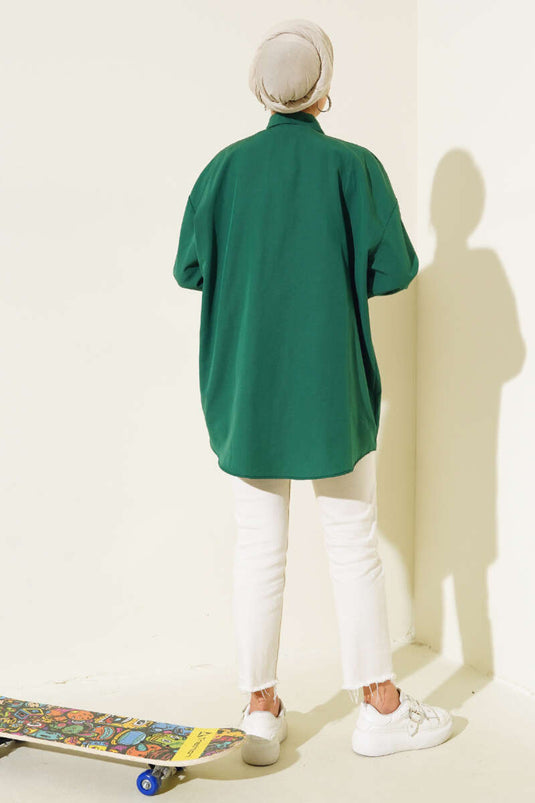 Cuff and Collar Chain Shirt Emerald