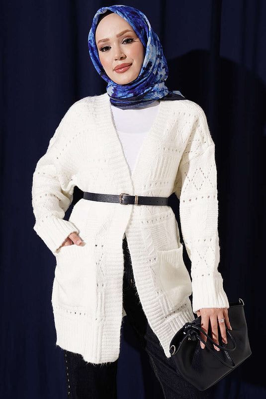 Strickjacke Mit Taschen In Ecru