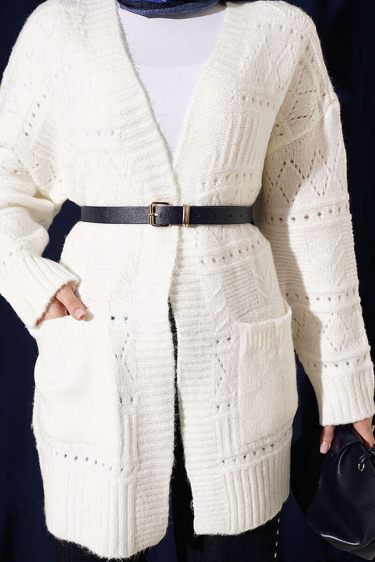 Strickjacke Mit Taschen In Ecru