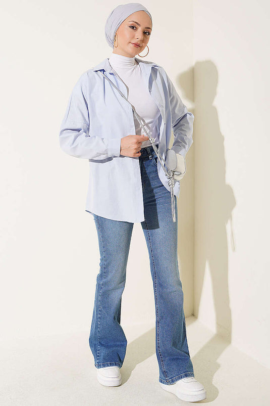Blauwe Spaanstijl Jeans Met Zakken