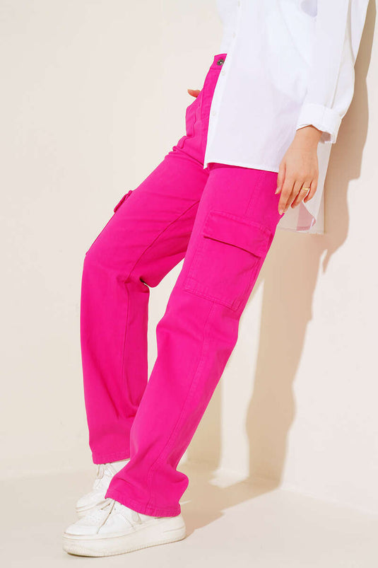 Taschen-Cargohose Fuchsia