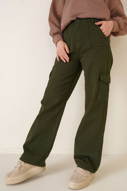 Pantalon Cargo Poches Kaki