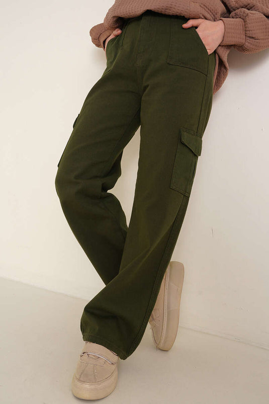 Pantalon Cargo Poches Kaki