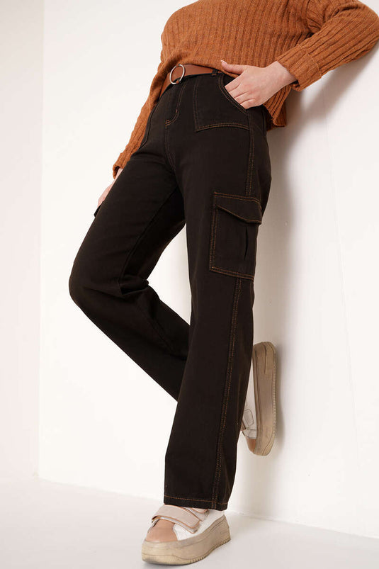 Pocket Cargo Pants Brown Tan