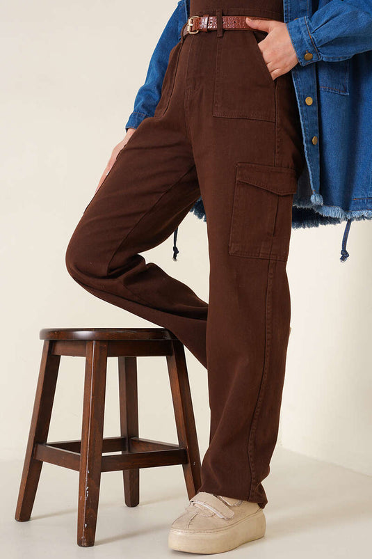 Pantalon Cargo Avec Poches Châtaigne