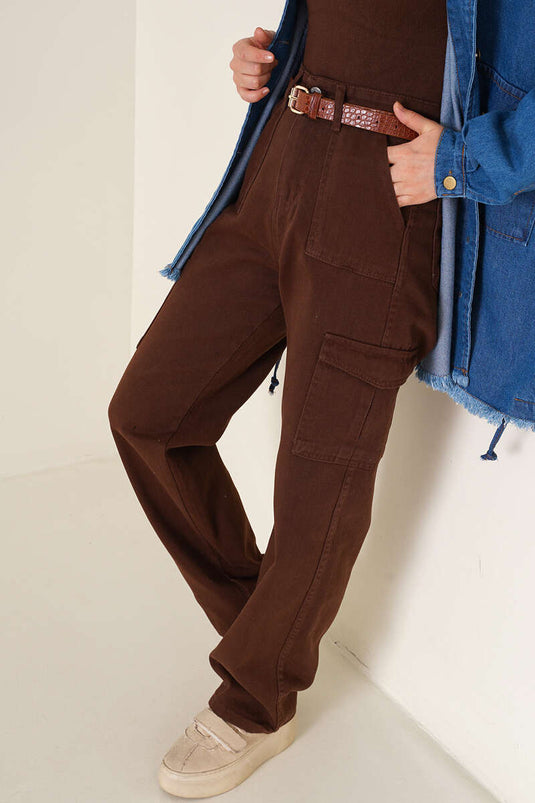 Pantalon Cargo Avec Poches Châtaigne