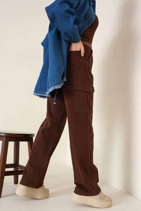 Pantalon Cargo Avec Poches Châtaigne