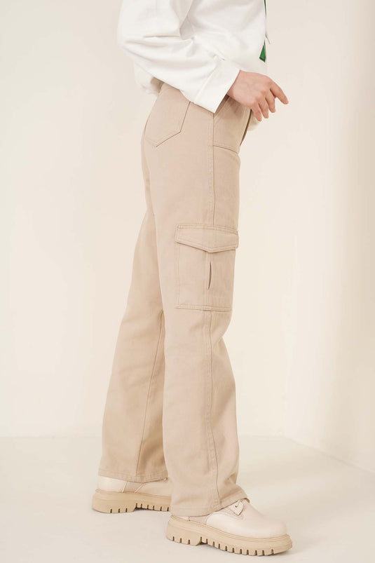 Pantalon cargo à poche Latte