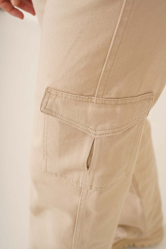 Pantalon cargo à poche Latte