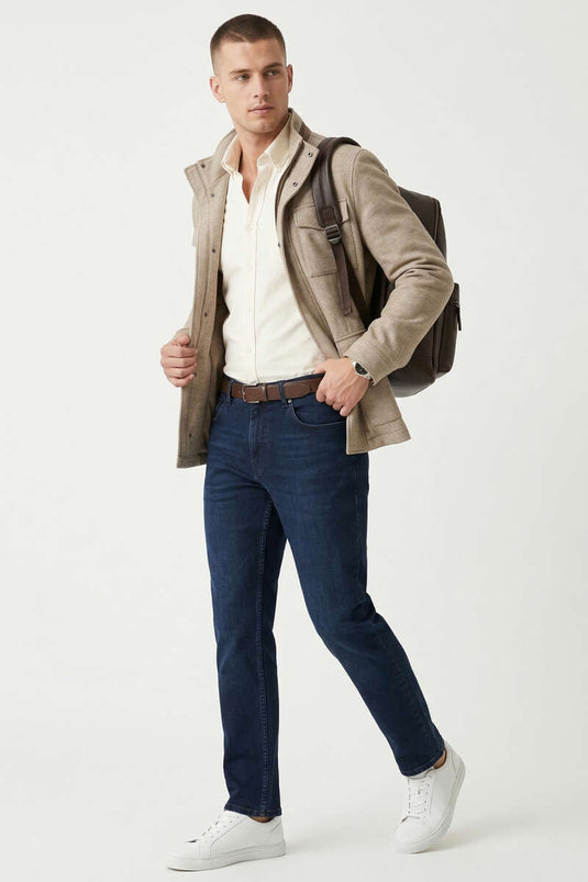 Cepli Likralı Regular Fit Erkek Pantolon Lacivert
