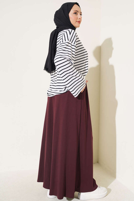 Pantalon Large Bordo Avec Poches