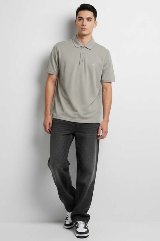 Change Baskılı Polo Yaka Erkek T-shirt Gri