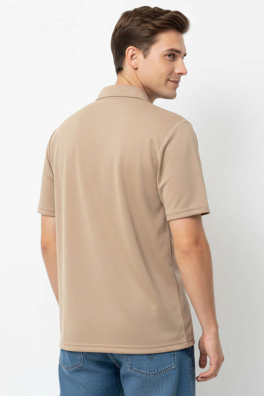 T-shirt homme à col polo imprimé Change beige sable