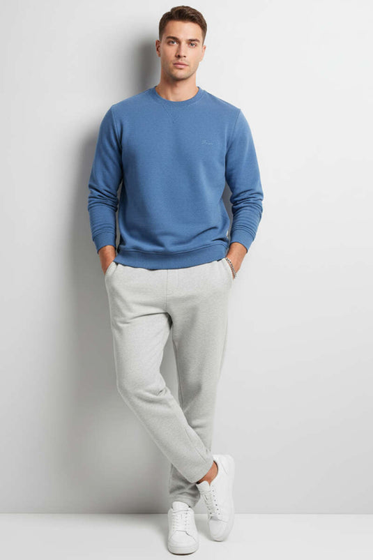 Change Nakışlı Erkek Sweatshirt Mavi