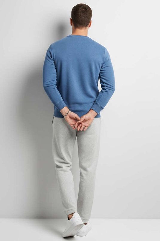 Change Nakışlı Erkek Sweatshirt Mavi